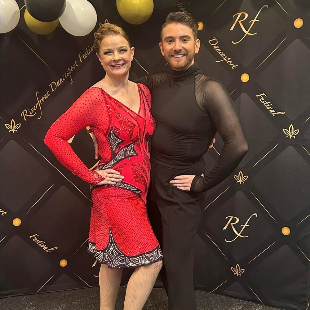 Red Dance Dress with Silver Accents